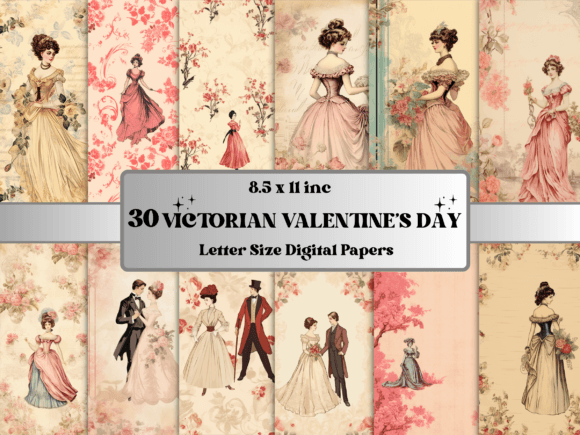 Download Victorian Valentine's Day Digital Paper - Premium Resources
